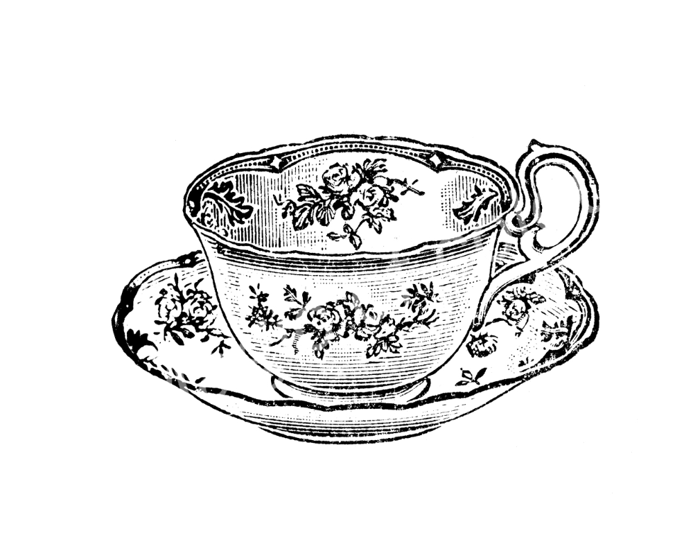 alt="tasse de thé ancienne motifs fleuris"